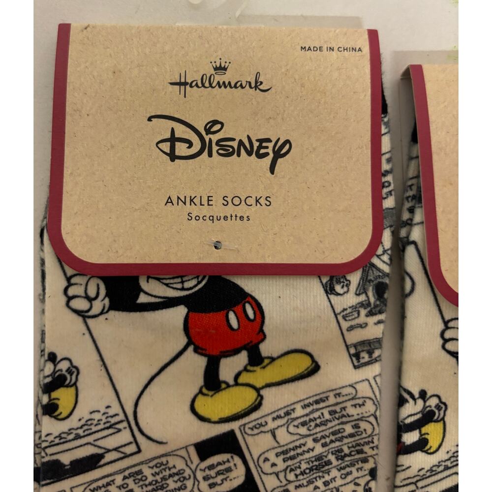 Hallmark Disney Mickey Mouse Comic Print Ankle Socks Lot of 2 Women Men NWT New - Picture 4 of 5